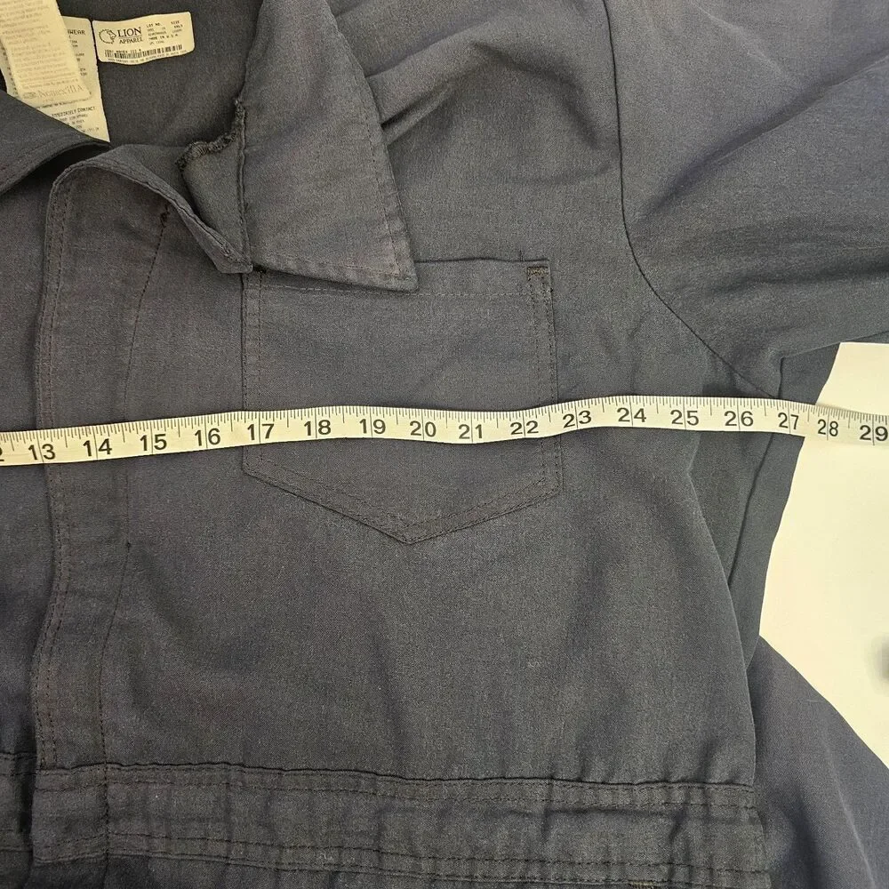 Vintage Lion Apparel Navy Coverall Made In USA Size XXLS Work Wear Mechanic W497